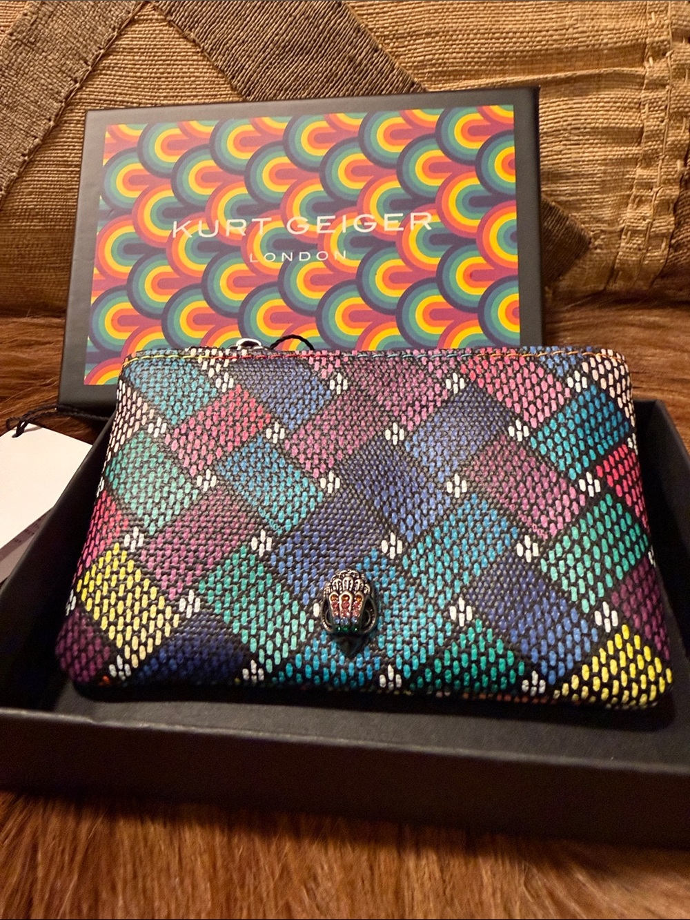 Kurt Geiger Multicolor Woven Leather Wallet NWT & NWB - Picture 3 of 6